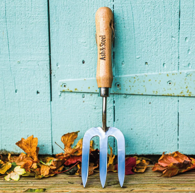 Ash & Steel : Heavy Duty Stainless Steel Garden Hand Fork with Ash Handle